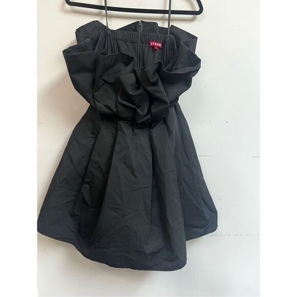 Staud Women's Black Sleeveless Pleated Lined Cordelia Mini Dress Size XL NWOT - Picture 6 of 10